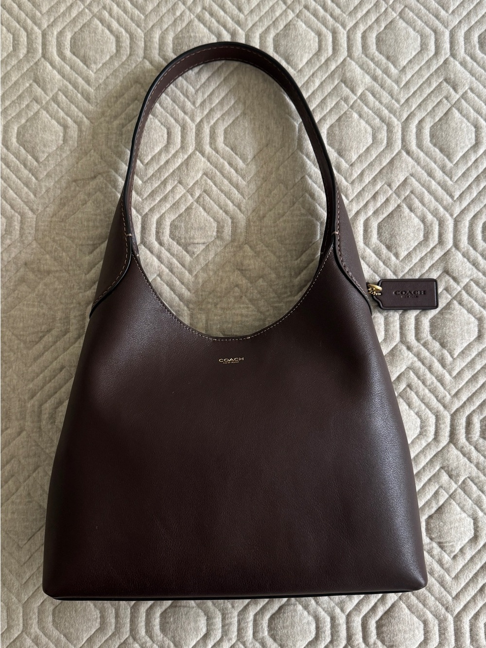 Coach Brooklyn 28 Leather Shoulder Hobo Bag in Maple Brown